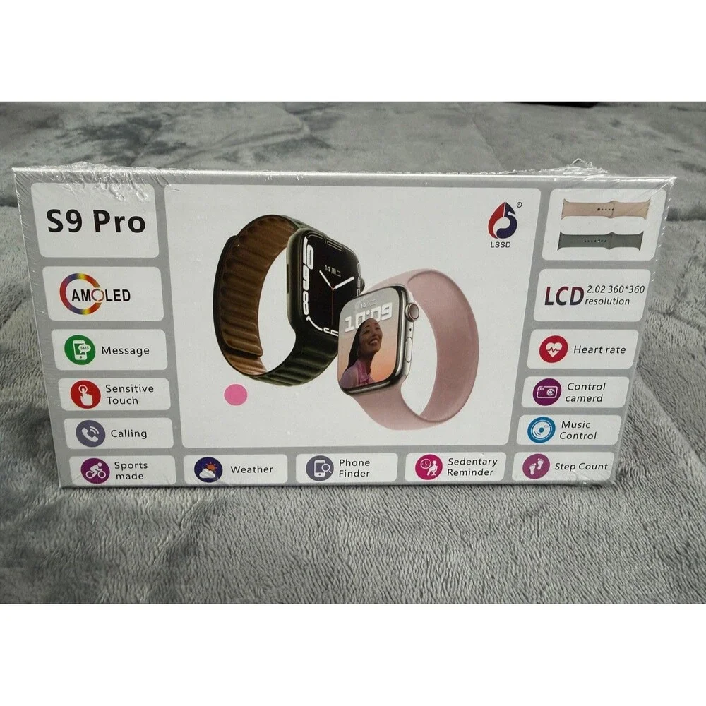 S9 Pro Smart Watch AMOLED Display Bluetooth Call Fitness Tracker Heart Rate Pink